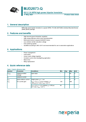 MJD2873-Q Datasheet PDF Nexperia B.V. All rights reserved