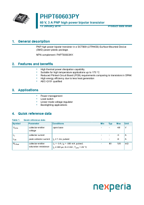 PHPT60603PY Datasheet PDF Nexperia B.V. All rights reserved