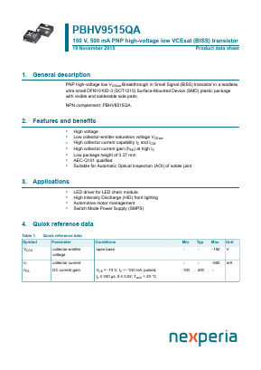 PBHV9515QA Datasheet PDF Nexperia B.V. All rights reserved