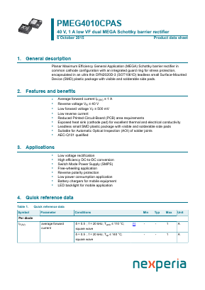 PMEG4010CPAS Datasheet PDF Nexperia B.V. All rights reserved