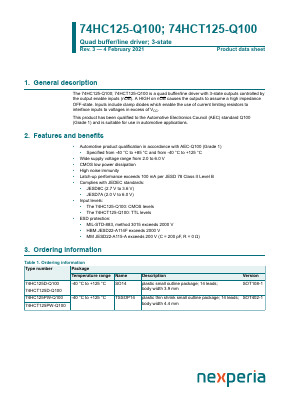 74HC125D-Q100 Datasheet PDF Nexperia B.V. All rights reserved