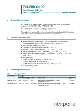 74LV08PW-Q100 Datasheet PDF Nexperia B.V. All rights reserved