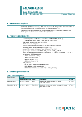 74LV08PW-Q100 Datasheet PDF Nexperia B.V. All rights reserved