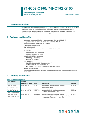 74HC02-Q100 Datasheet PDF Nexperia B.V. All rights reserved