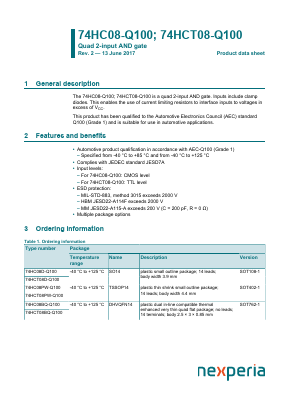 74HC08PW-Q100 Datasheet PDF Nexperia B.V. All rights reserved