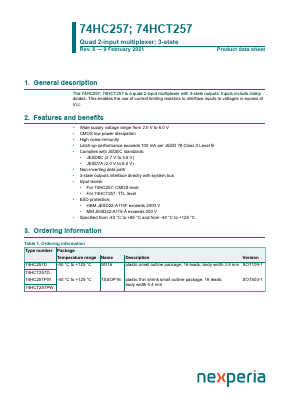 74HC257PW Datasheet PDF Nexperia B.V. All rights reserved