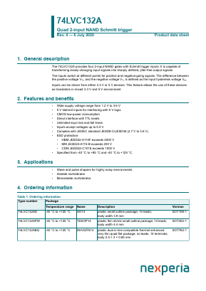 74LVC132APW Datasheet PDF Nexperia B.V. All rights reserved