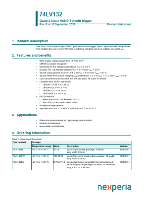 74LV132D Datasheet PDF Nexperia B.V. All rights reserved