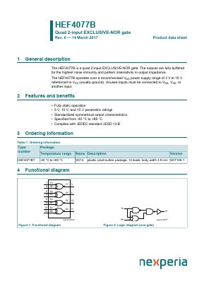 HEF4077BT Datasheet PDF Nexperia B.V. All rights reserved