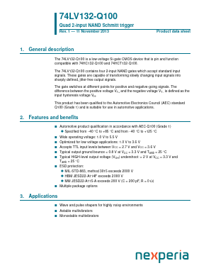 74LV132D-Q100 Datasheet PDF Nexperia B.V. All rights reserved