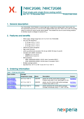 74HC2G66DC Datasheet PDF Nexperia B.V. All rights reserved