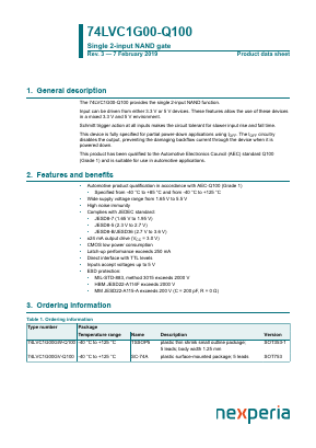 74LVC1G00GW-Q100 Datasheet PDF Nexperia B.V. All rights reserved