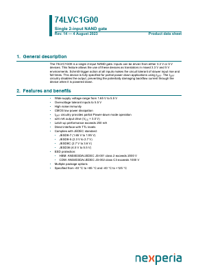 74LVC1G00GS Datasheet PDF Nexperia B.V. All rights reserved