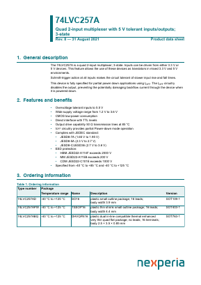 74LVC257AD Datasheet PDF Nexperia B.V. All rights reserved