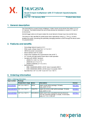 74LVC257AD Datasheet PDF Nexperia B.V. All rights reserved