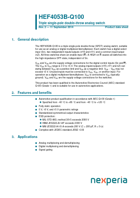 HEF4053B-Q100 Datasheet PDF Nexperia B.V. All rights reserved