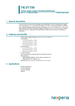 74LV1T00 Datasheet PDF Nexperia B.V. All rights reserved