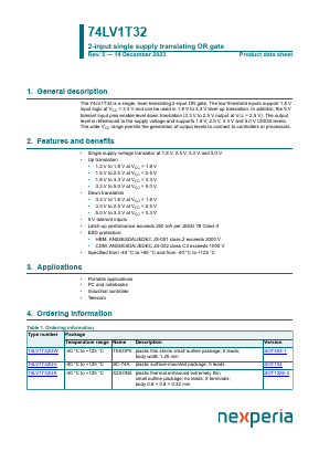 74LV1T32 Datasheet PDF Nexperia B.V. All rights reserved