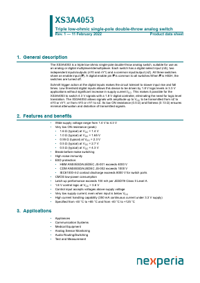 XS3A4053 Datasheet PDF Nexperia B.V. All rights reserved