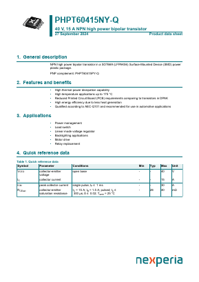 PHPT60415NY-Q Datasheet PDF Nexperia B.V. All rights reserved