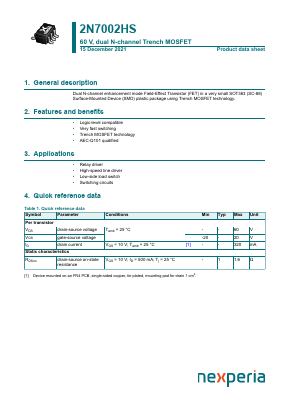 2N7002HS Datasheet PDF Nexperia B.V. All rights reserved