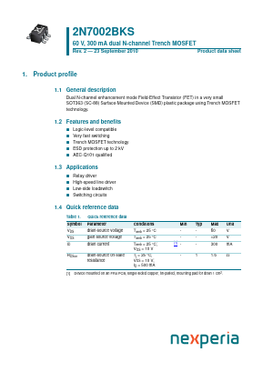 2N7002BKS Datasheet PDF Nexperia B.V. All rights reserved