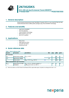 2N7002BKS Datasheet PDF Nexperia B.V. All rights reserved