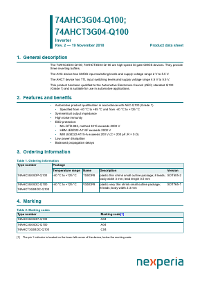 74AHC3G04DP-Q100 Datasheet PDF Nexperia B.V. All rights reserved