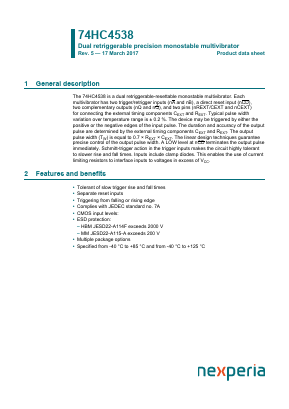 74HC4538PW Datasheet PDF Nexperia B.V. All rights reserved
