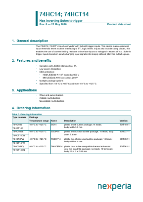 74HC14BQ Datasheet PDF Nexperia B.V. All rights reserved