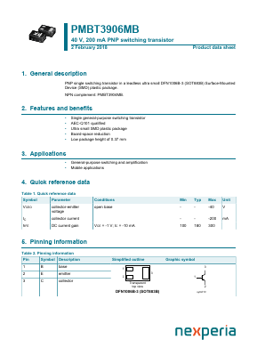 PMBT3906MB Datasheet PDF Nexperia B.V. All rights reserved