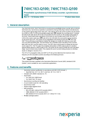 74HC163-Q100 Datasheet PDF Nexperia B.V. All rights reserved