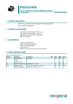 PBSS5540X Datasheet PDF Nexperia B.V. All rights reserved