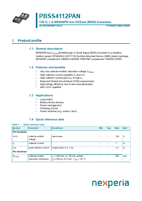 PBSS4112PAN Datasheet PDF Nexperia B.V. All rights reserved