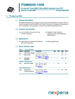 PSMN009-100P Datasheet PDF Nexperia B.V. All rights reserved