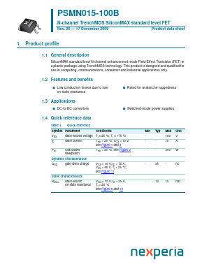 PSMN015-100B Datasheet PDF Nexperia B.V. All rights reserved