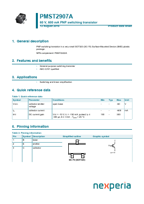 PMST2907A Datasheet PDF Nexperia B.V. All rights reserved