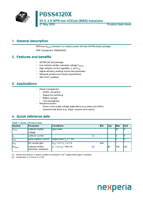 PBSS4320X Datasheet PDF Nexperia B.V. All rights reserved