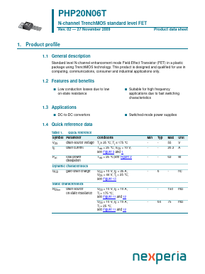 PHP20N06T Datasheet PDF Nexperia B.V. All rights reserved