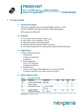 PBSS5160T Datasheet PDF Nexperia B.V. All rights reserved