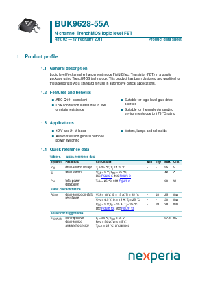 BUK9628-55A Datasheet PDF Nexperia B.V. All rights reserved