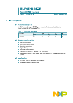 BLP05H635XR Datasheet PDF Nexperia B.V. All rights reserved