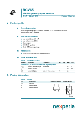 BCV65 Datasheet PDF Nexperia B.V. All rights reserved