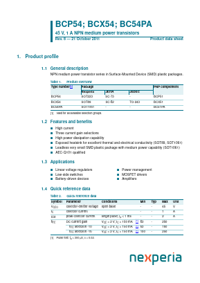 BCX54-10 Datasheet PDF Nexperia B.V. All rights reserved