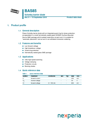 BAS85 Datasheet PDF Nexperia B.V. All rights reserved