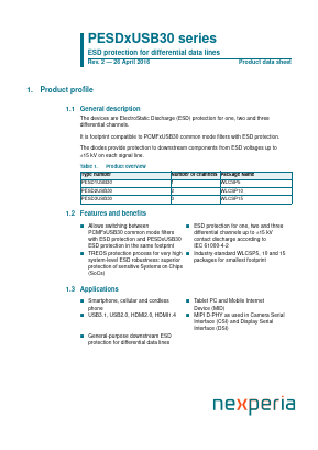 PESDXUSB30 Datasheet PDF Nexperia B.V. All rights reserved