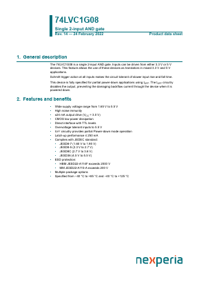 74LVC1G08 Datasheet PDF Nexperia B.V. All rights reserved