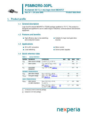 PSMN2R0-30PL Datasheet PDF Nexperia B.V. All rights reserved