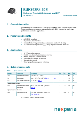 BUK762R4-60E Datasheet PDF Nexperia B.V. All rights reserved