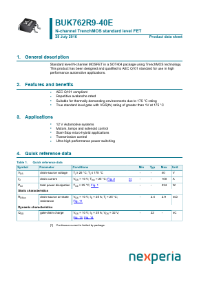 BUK762R9-40E Datasheet PDF Nexperia B.V. All rights reserved